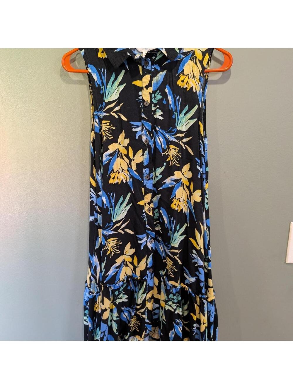 Time and Tru Women's Blue and Yellow Casual-dress